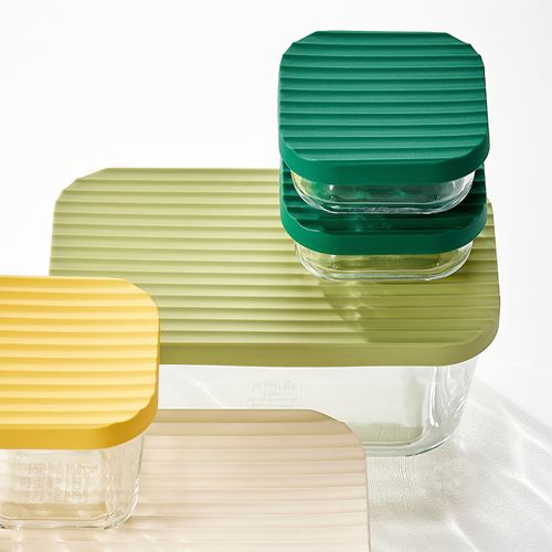 IKEA - HAVSTOBIS, glass containet set, transparet-multicolor