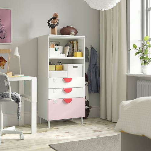 IKEA - PLATSA/SMASTAD, children's chest of drawers, white/pale pink, 60x42x123 cm