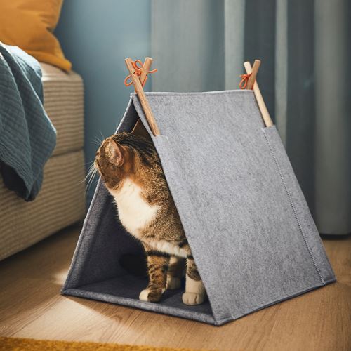 IKEA - UTSADD, cat house, grey-felt, 36x40x43 cm