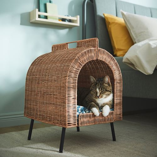 IKEA - UTSADD, cat house, rattan, 36x42x53 cm