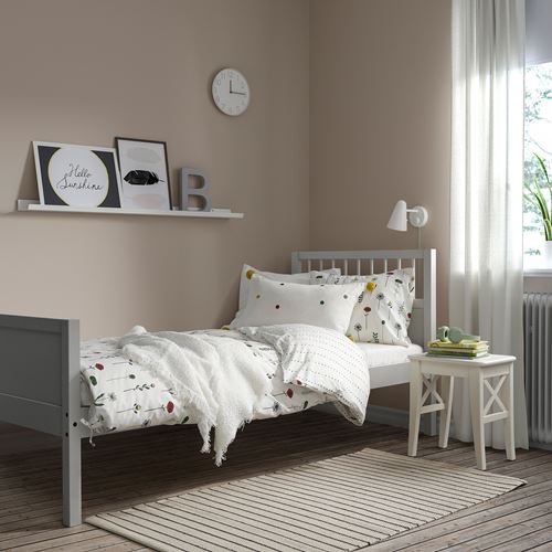 IKEA - SMYGA, tek kişilik karyola, açık gri, 90x200 cm