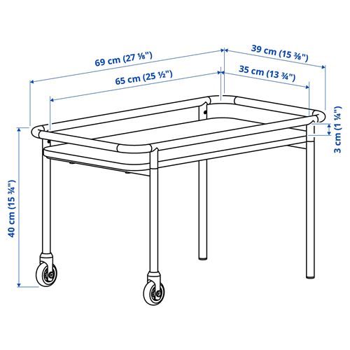 IKEA - BRANNBOLL, coffee table on castors, light ash effect-white, 69x39 cm