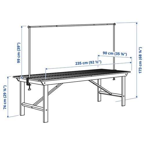 IKEA - BONDHOLMEN/HELGEÖ, dining table, white-beige-black, 235 cm