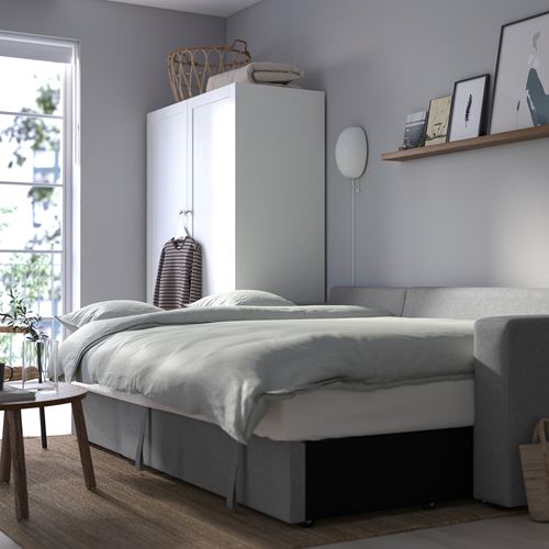 IKEA - BARSLÖV, corner sofa-bed with storage, tibbleby beige/grey