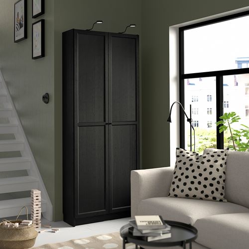 IKEA - OXBERG, bookcase door, blackbrown, 40x192 cm