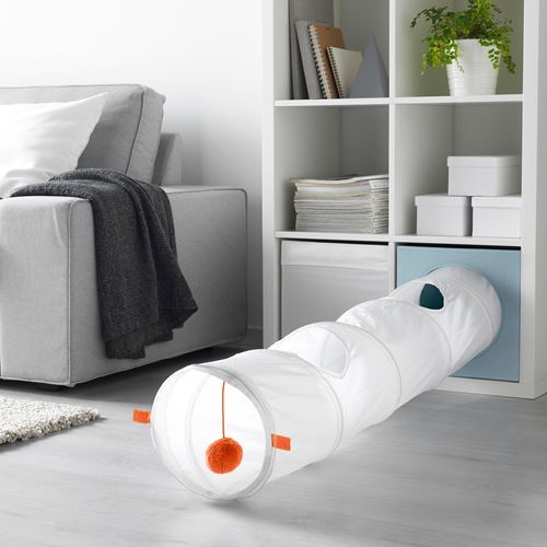 IKEA - UTSADD, cat tunnel, white/orange, 128x25 cm