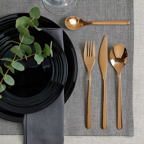 IKEA - FÖRNUFT, cutlery for 6 people, pink/gold-colour