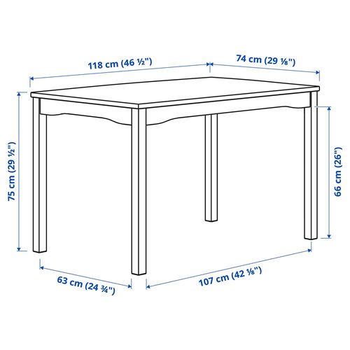 IKEA - HAUGA, kitchen table, white, 118x74 cm