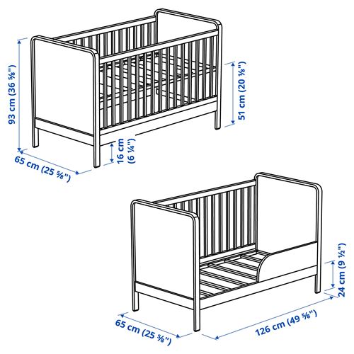 IKEA - ALSKVARD, bebek mobilya seti, huş-beyaz, 60x120 cm