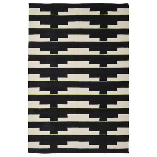 black-white-light green handwoven