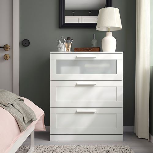 IKEA - BRIMNES, chest of 3 drawers, white, 78x95 cm