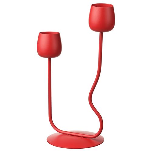 IKEA - SILVERPARON, candlestick/tealight holder, high-gloss red, 29 cm