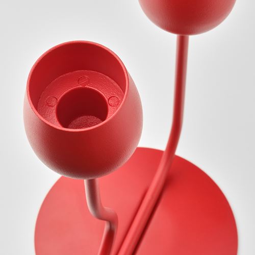 IKEA - SILVERPARON, candlestick/tealight holder, high-gloss red, 29 cm