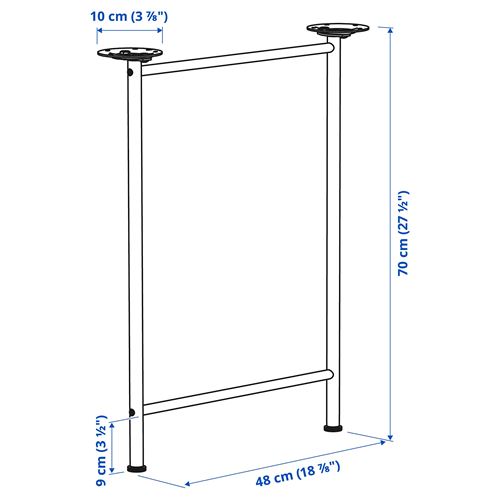 IKEA - SPAND, leg, white, 70 cm