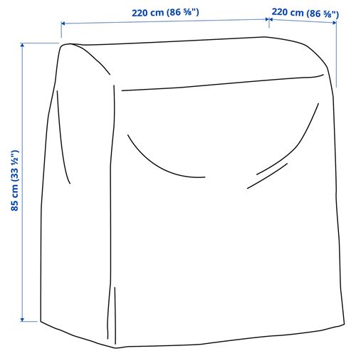 IKEA - TOSTERÖ, dış mekan mobilya kılıfı, siyah, 220x220 cm