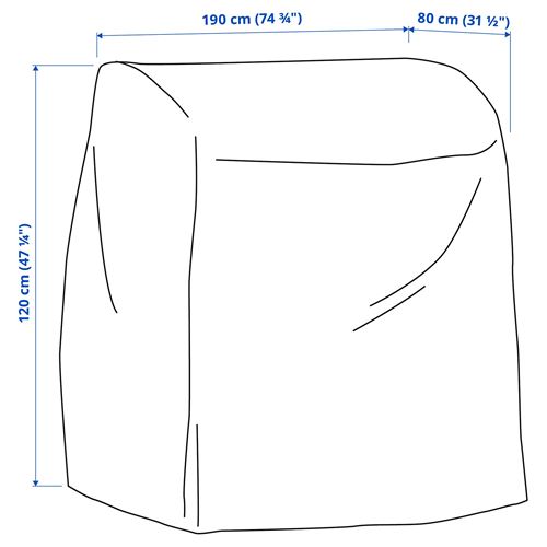 IKEA - TOSTERÖ, dış mekan mobilya kılıfı, siyah, 190x80 cm