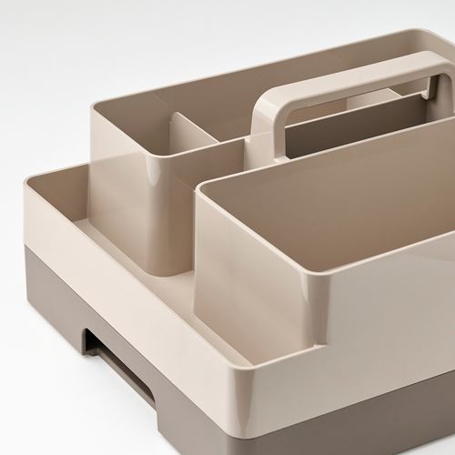 IKEA - KUGGIS, desktop organizer set, grey/beige, 26x35x16 cm