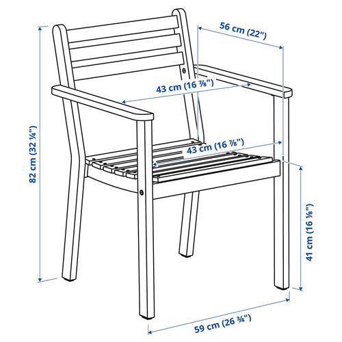 IKEA - ASKHOLMEN, chair with armrests, darkbrown