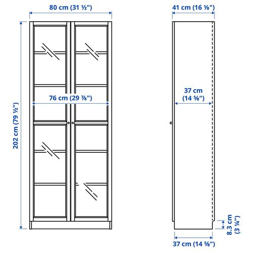 IKEA - BILLY, cam kapaklı kitaplık, beyaz, 80x41x202 cm