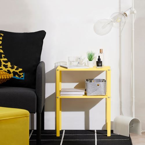 IKEA - KNARREVIK, bedside table, high-gloss yellow, 42x34 cm