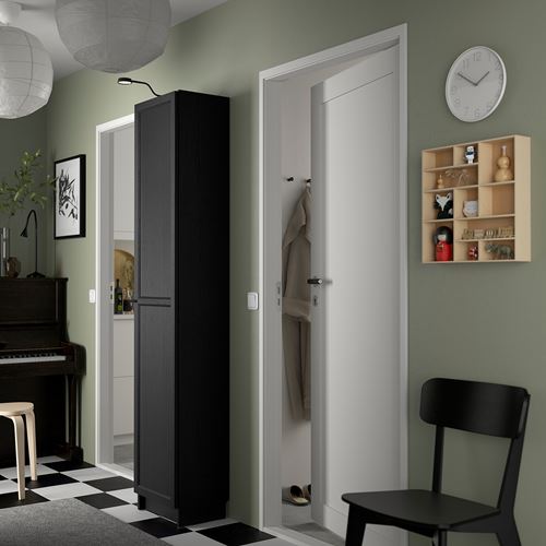IKEA - BILLY, bookcase with door, Black oak effect, 40x30x202 cm