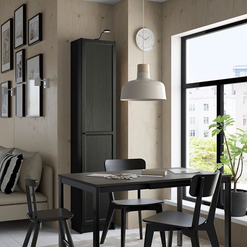 IKEA - BILLY, bookcase with door, Black oak effect, 40x30x202 cm