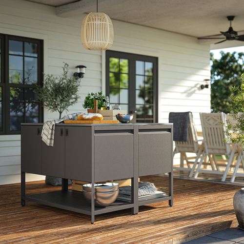 IKEA - BATSKAR, outdoor kitchen island, dark grey, 120x120 cm