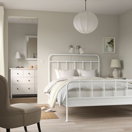 IKEA - STJARNÖ/LURÖY, double bed, white, 140x200 cm