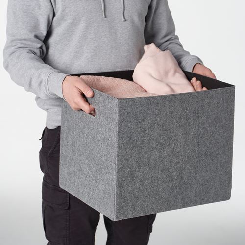 IKEA - BLADDRA, box, grey, 33x38x33 cm