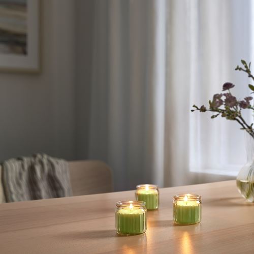 IKEA - LÖVSKOGSLUND, scented candle in cup, light yellow, 12 hr