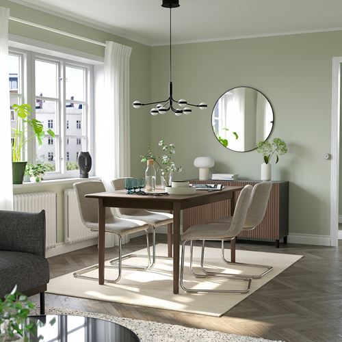 IKEA - SKANSNAS/LUSTEBO, yemek masası takımı, kahverengi kayın-viarp bej/kahverengi, 4 sandalyeli