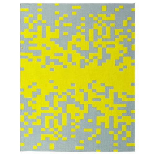 IKEA - BRANNBOLL, throw, pale blue-gloss yellow, 130x170 cm