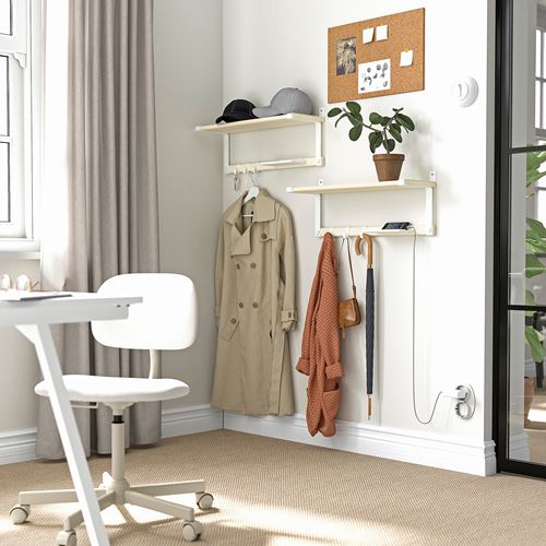 IKEA - SKOMAKARE, duvar rafı, beyaz-meşe, 65x26 cm