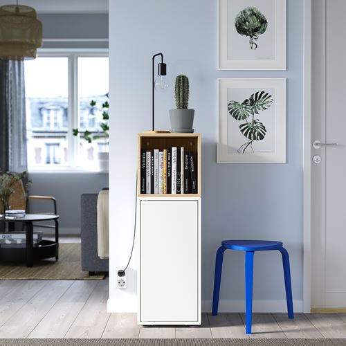 IKEA - EKET, storage combination, white-white stained oak effect, 35x35x107 cm