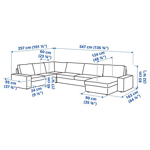 IKEA - KIVIK, 4-seat corner sofa and chaise longue, Tresund anthracite