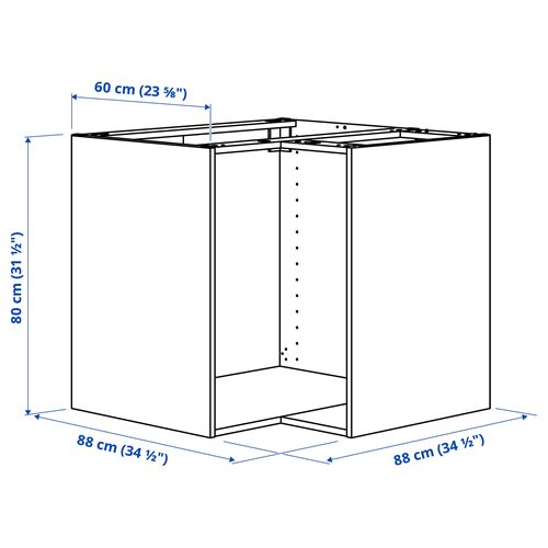 IKEA - METOD, corner base cabinet frame, white, 88x60x80 cm