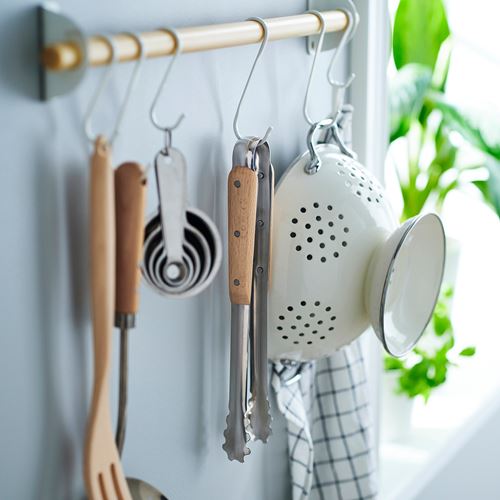 IKEA - VARDAGEN, a pair of tongs, stainless steel/beech, 30 cm