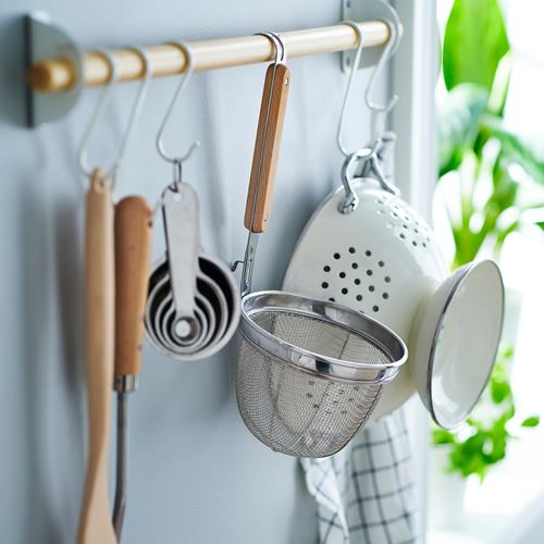 IKEA - VARDAGEN, noodle strainer, stainless steel/beech, 30 cm