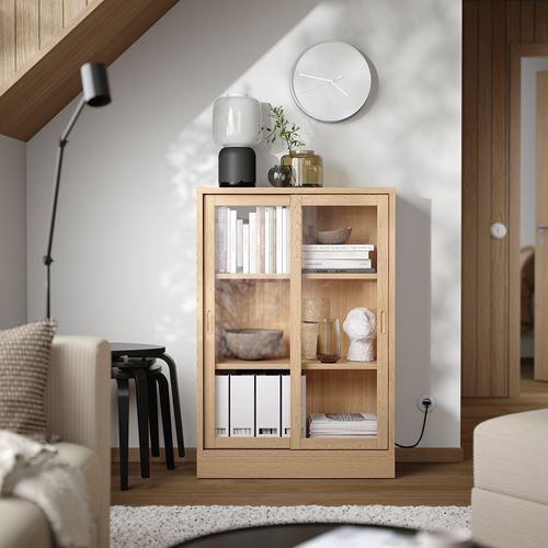 IKEA - TONSTAD, sliding door-cabinet, oak veneer, 82x37x120 cm