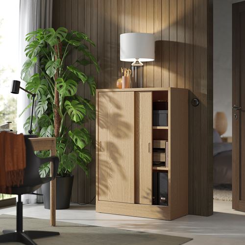 IKEA - TONSTAD, sliding door-cabinet, oak veneer, 82x37x120 cm