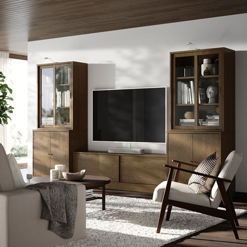 IKEA - TONSTAD, tv ünitesi, kahverengi meşe kaplama, 342x47x201 cm