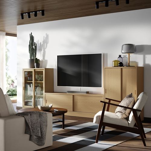 IKEA - TONSTAD, tv ünitesi, meşe kaplama, 342x37x120 cm