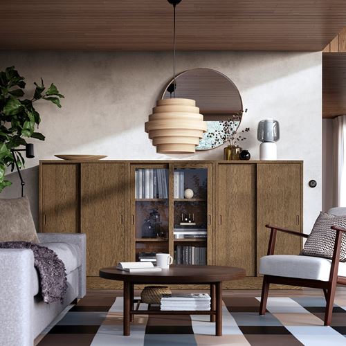 IKEA - TONSTAD, sürgü kapaklı dolap, kahverengi meşe kaplama, 245x37x120 cm