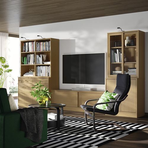 IKEA - TONSTAD, tv ünitesi, meşe kaplama, 381x47x201 cm