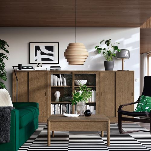 IKEA - TONSTAD, sliding door-cabinet, brown oak veneer, 284x37x120 cm