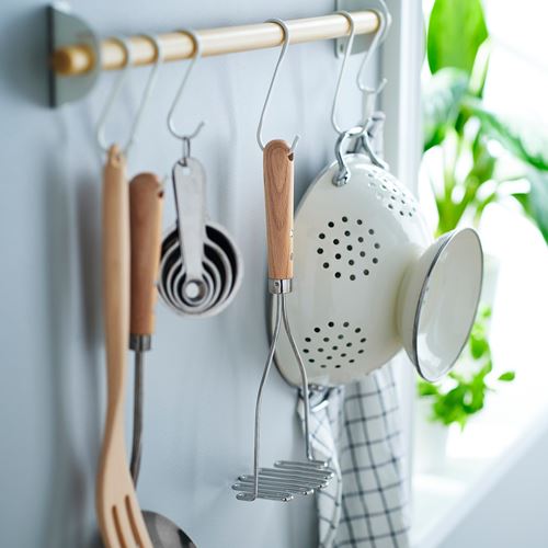 IKEA - VARDAGEN, potato masher, stainless steel/beech, 30 cm