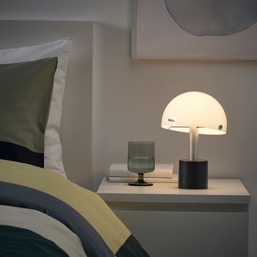 IKEA - NÖDMAST, lampshade, black-white, 26 cm