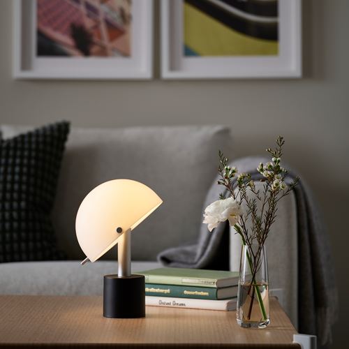 IKEA - NÖDMAST, lampshade, black-white, 26 cm