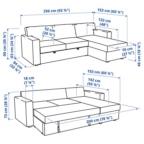 IKEA - BARSLÖV, corner sofa-bed with storage, tibbleby light grey-turquoise