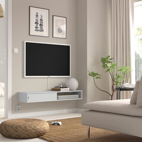 IKEA - SPIKSMED, media shelf, light grey, 117x32 cm